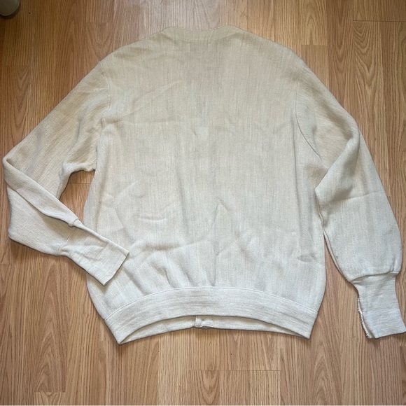 Vintage 80s Izod Sweater Beige Cardigan‎ Button Up Mens Size L/XL Retro Academia - Picture 5 of 8
